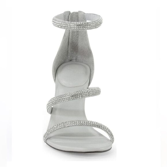 NWT MARC FISHER CARITA STRAPPY SANDAL SILVER RHINESTONE SPARKLY HEEL SIZE 9 - Picture 3 of 7